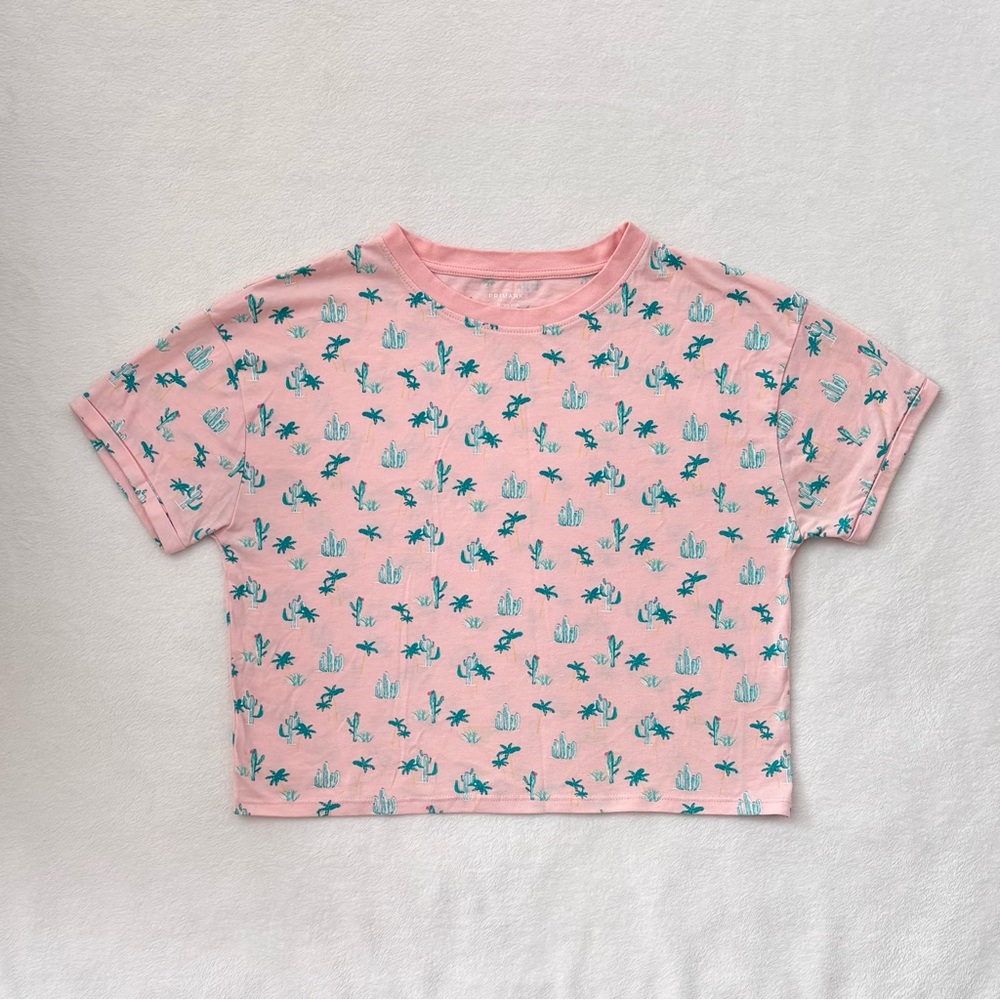 Primark Pastel Pink Cactus Print Crewneck T Shirt